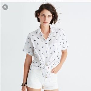 Madewell Button down top with palm trees